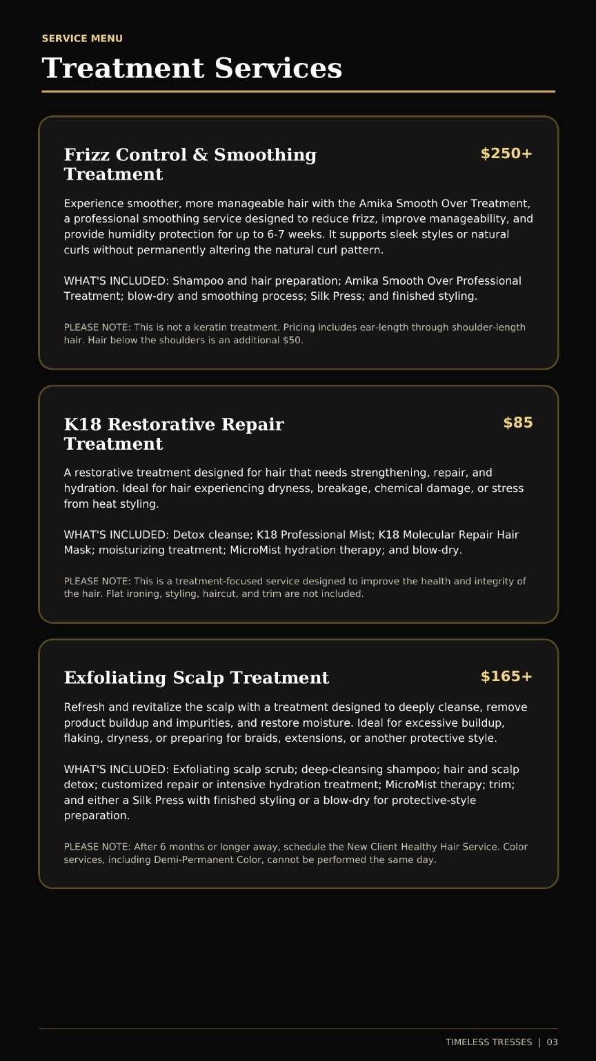 Timeless Tresses Signature Service Guide - page 3 of 12