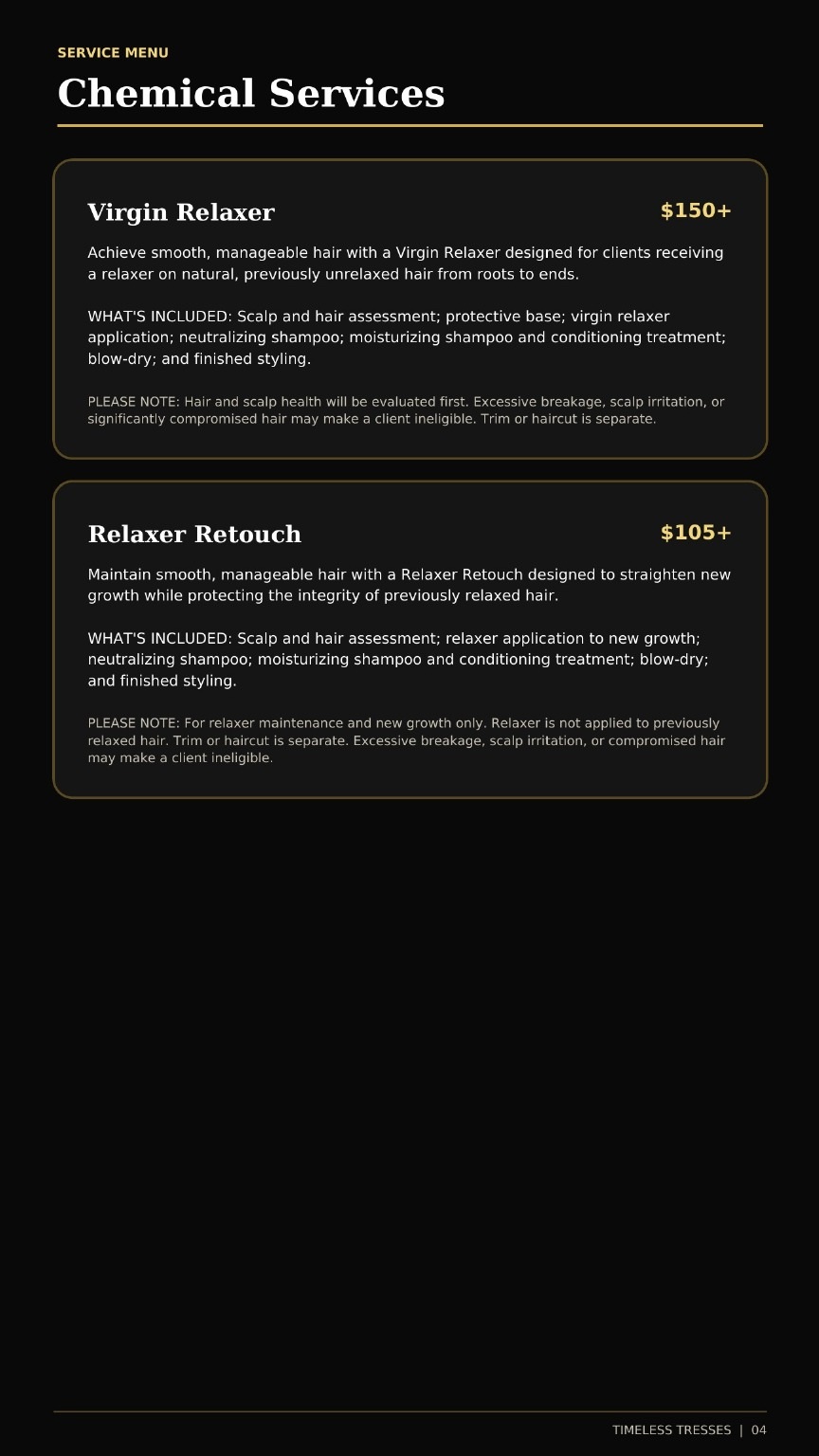 Timeless Tresses Signature Service Guide - page 4 of 12