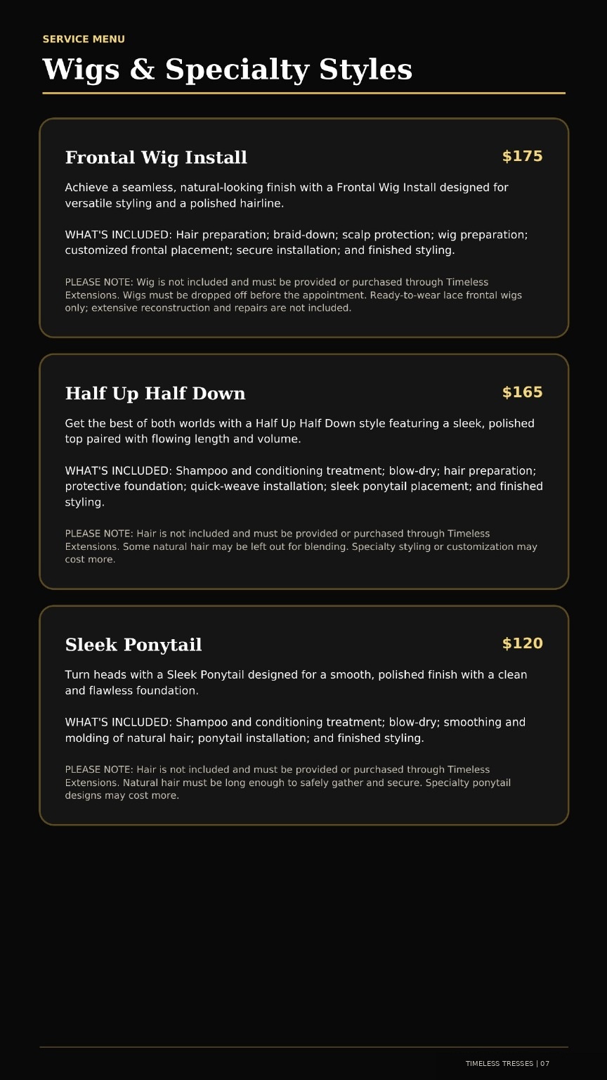 Timeless Tresses Signature Service Guide - page 7 of 12
