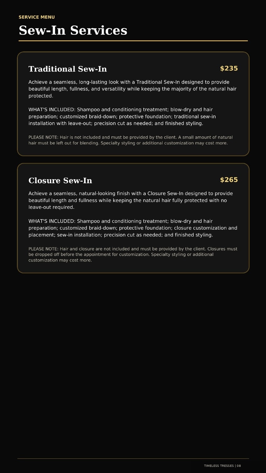 Timeless Tresses Signature Service Guide - page 8 of 12