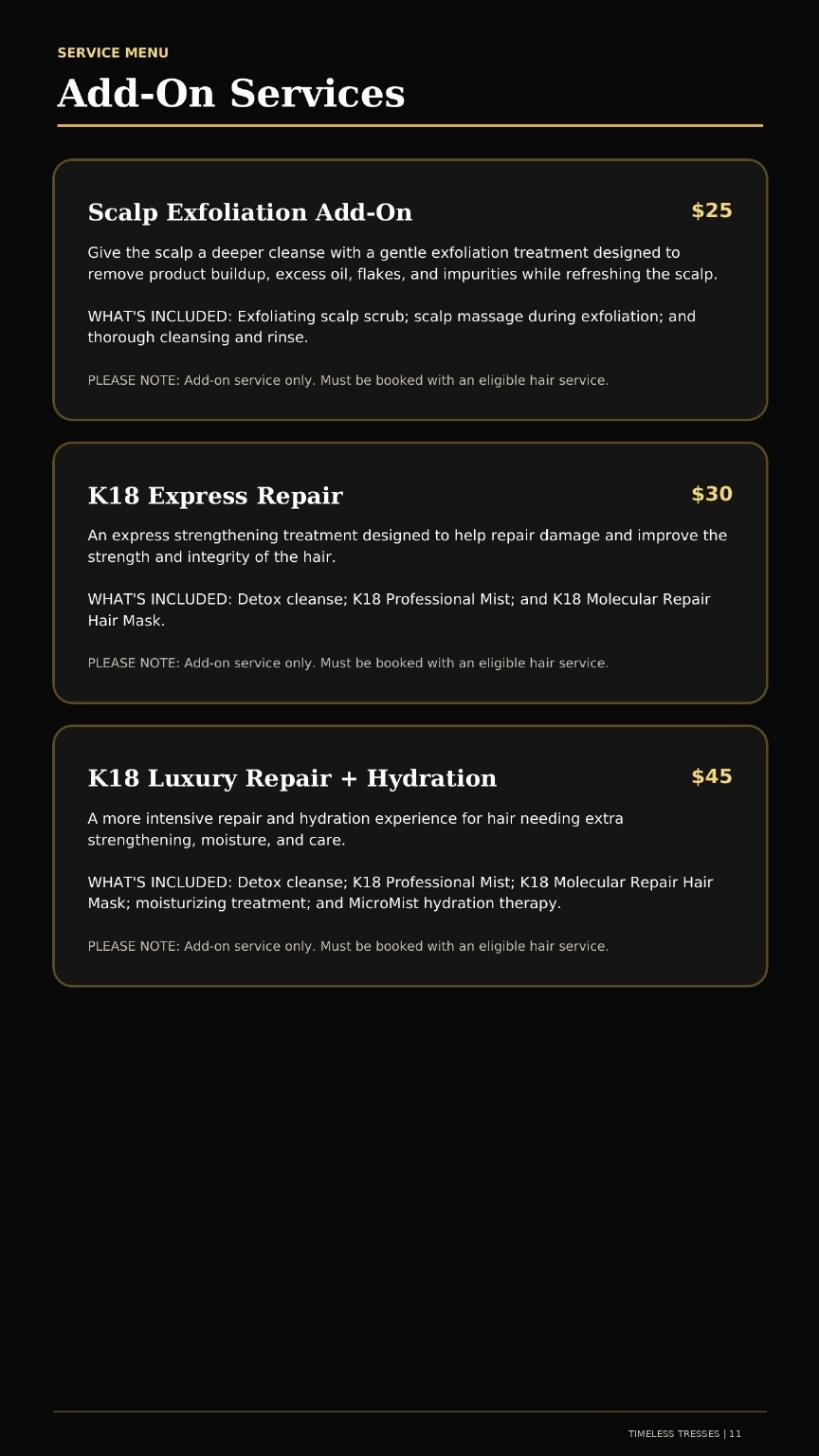 Timeless Tresses Signature Service Guide - page 11 of 12
